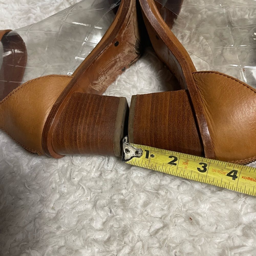 Frye "Brielle" Sandals Leather tan Block heels ankle strap sandals SZ10M . - Picture 8 of 11